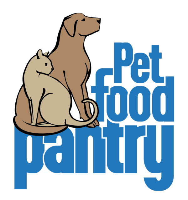 Pet Food Pantry graphic with a cat and a dog